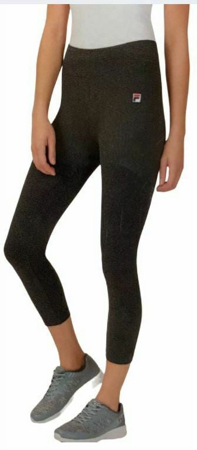 FILA Women's Logo High Waist Capri Leggings (Black, Large