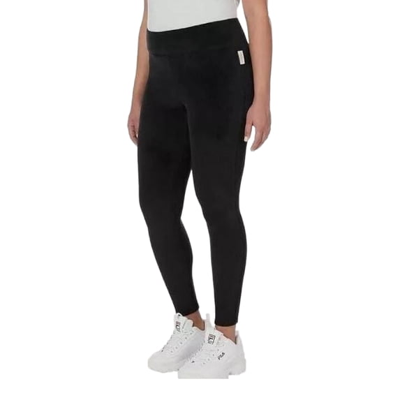 FILA Women's Velour High Rise Elasticated Waist Casual Active Leggings (Black, S, 610463)