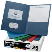 FILE-EZ Two-Pocket Folders, Assorted Colors, 25-Pack, Textured Paper, Letter Size (EZ-52500), Made in USA