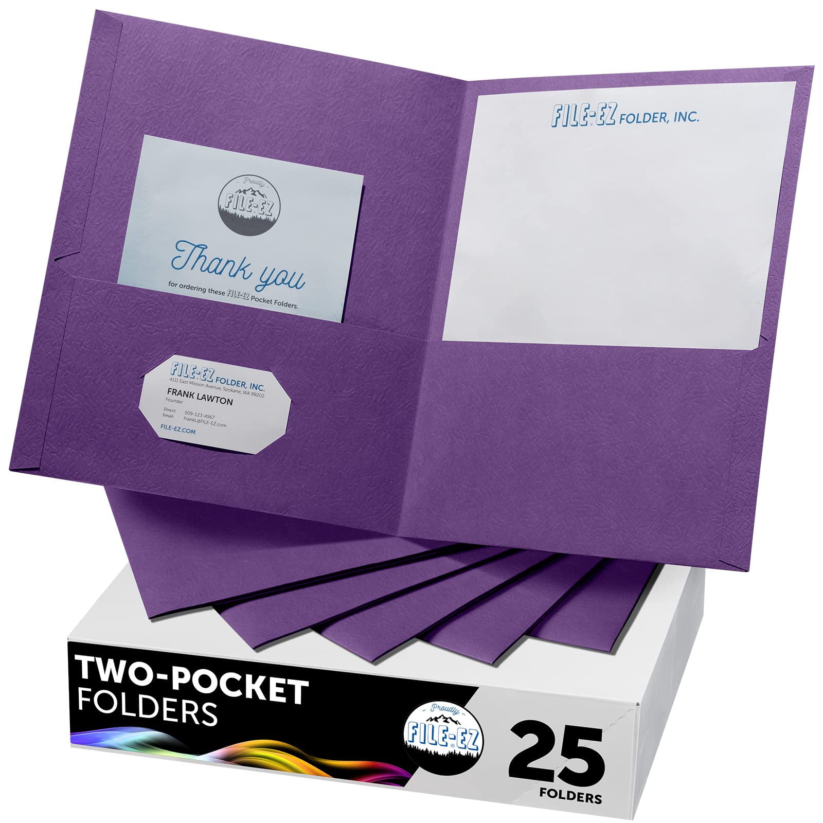 FILE-EZ Two-Pocket Folders, Purple, 25-Pack, Textured Paper, Letter ...