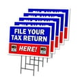 thumbnail image 1 of FILE YOUR TAX RETURN HERE 5 Pack Of 18" x 24" Yard Sign & Stake outdoor plastic  window | Advertise Your Business | Stake Included Image On Front Only | Made in The USA, 1 of 3