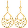thumbnail image 1 of FILIGREE DIAMOND CUT TEARDROP HEARTS LEVERBACK EARRINGS IN SOLID YELLOW GOLD: 10K, 1 of 1