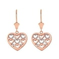 thumbnail image 1 of FILIGREE HEART LEVERBACK EARRINGS IN 14K SOLID ROSE GOLD, 1 of 1