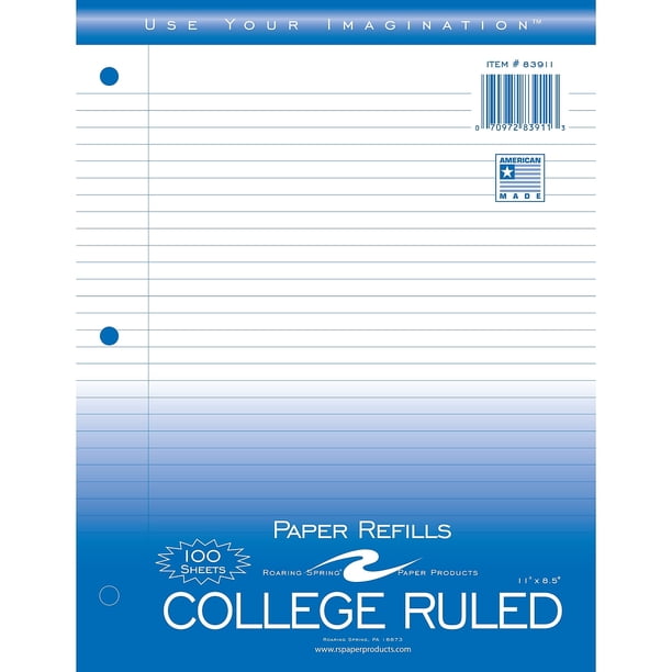 FILLER PAPER 8.5"x11" COLLEGE RULED WITH MARGIN