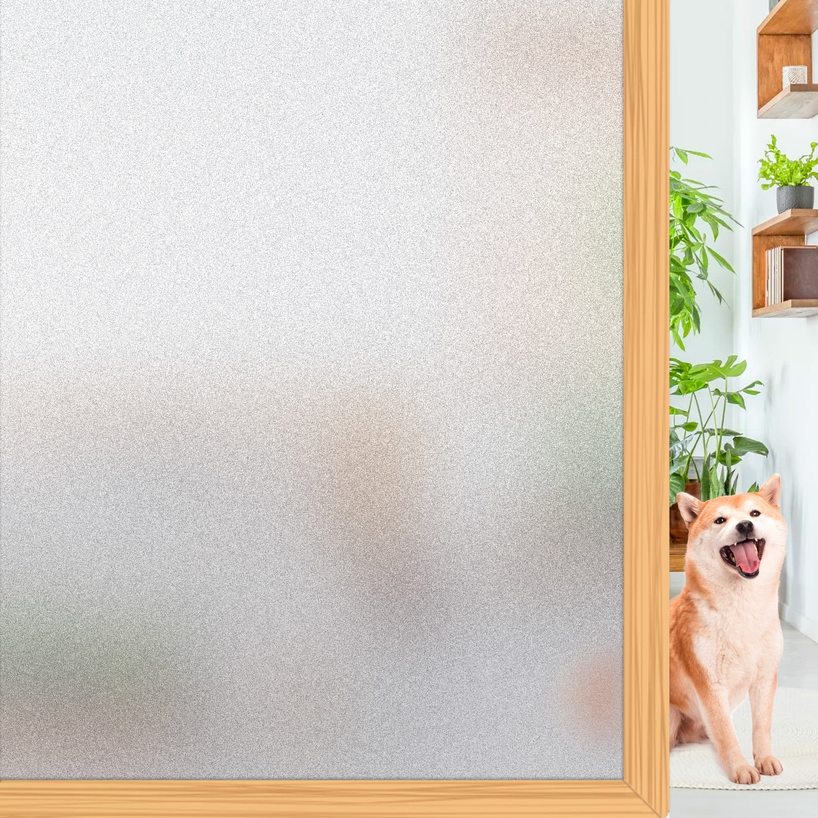 FILMGOO Frosted Glass Window Privacy Film, No Glue Anti-UV Window Sticker Non-Adhesive Removable Window Tint for Privacy Office Home, 29.5in x 6.5ft