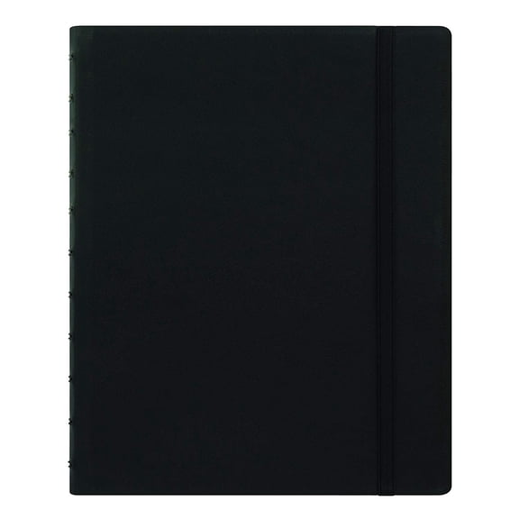 FILOFAX REFILLABLE NOTEBOOK CLASSIC, 10.8" x 8.5" Black - Elegant leather-look cover with moveable pages - Elastic closure, index, pocket and page marker (B115101U)