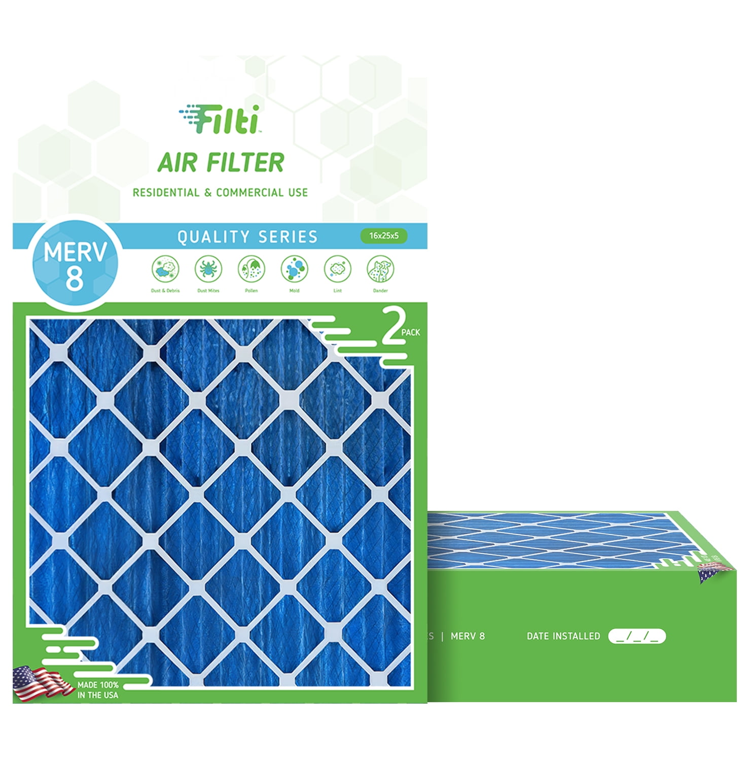 FILTI 3500 Air Filter MERV 8 Pleated Home Air Filter w/ Nanofiber