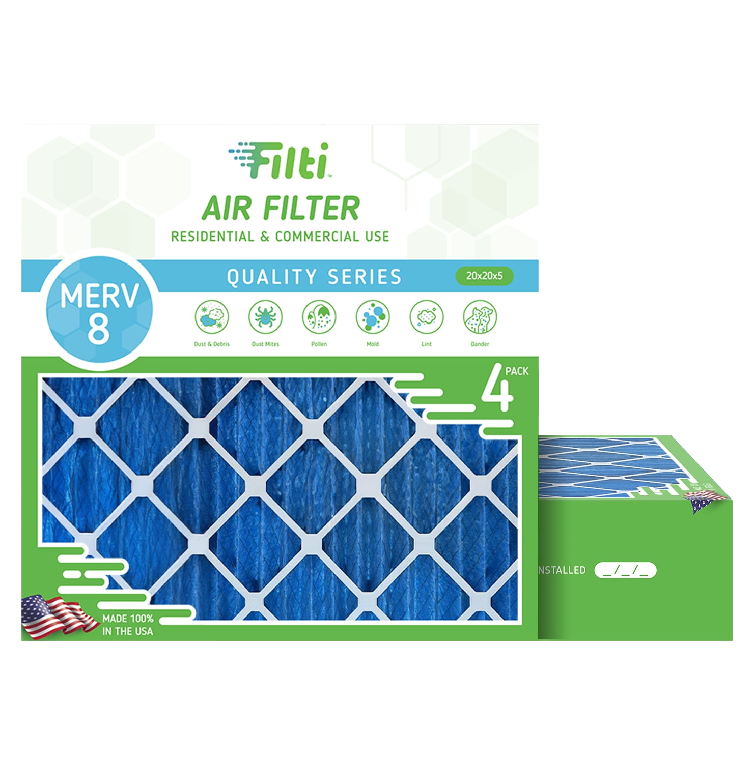 FILTI 3500 Air Filter MERV 8 Pleated Home Air Filter w/ Nanofiber