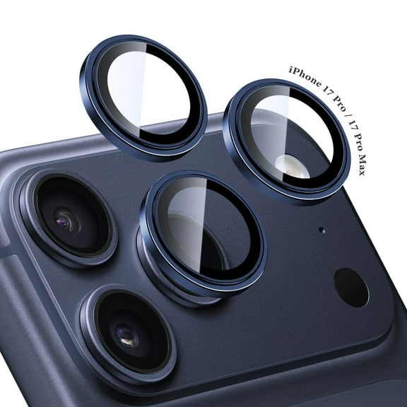 FIMART Compatible with iPhone 17 Pro Max / 17 Pro Camera Lens Protector - [Not Easy to Break][Case-Friendly] Metal Tempered Glass Rear Camera Screen Cover (Deep Blue)