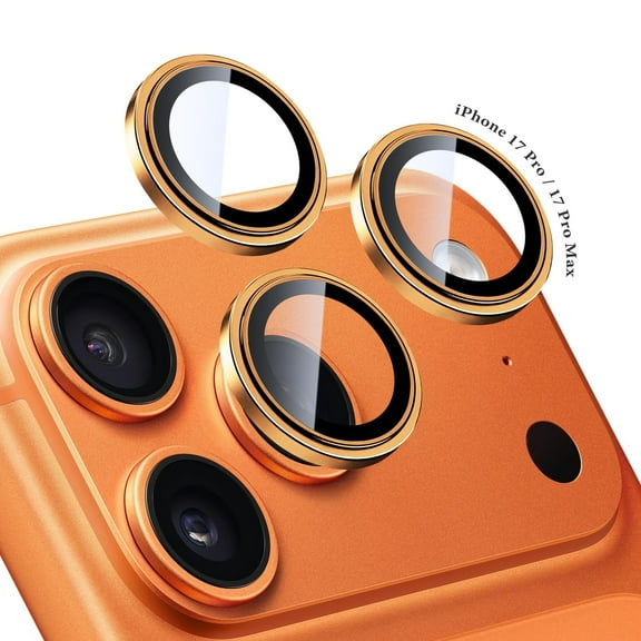 FIMART Compatible with iPhone 17 Pro Max / 17 Pro Camera Lens Protector - [Not Easy to Break][Case-Friendly] Metal Tempered Glass Rear Camera Screen Cover (Orange)