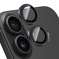 FIMART Compatible with iPhone 17 Camera Lens Protector - [Not Easy to Break][Case-Friendly] Metal Tempered Glass Rear Camera Screen Cover (Black)