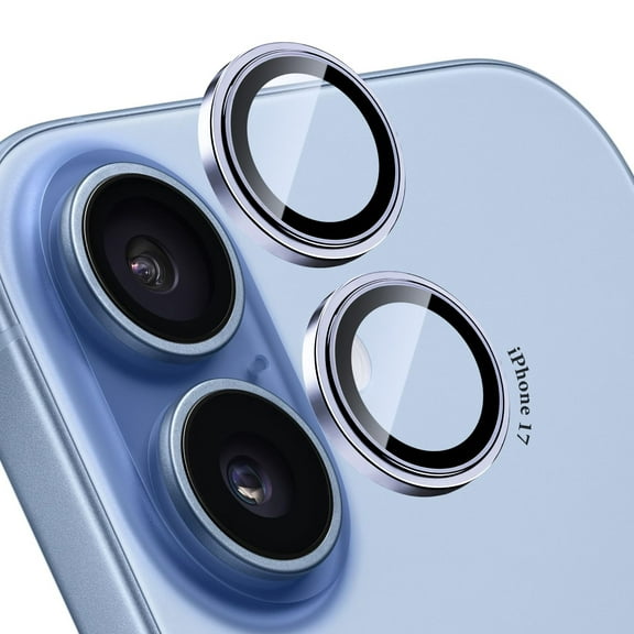 FIMART Compatible with iPhone 17 Camera Lens Protector - [Not Easy to Break][Case-Friendly] Metal Tempered Glass Rear Camera Screen Cover (Blue)