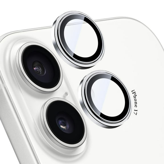 FIMART Compatible with iPhone 17 Camera Lens Protector - [Not Easy to Break][Case-Friendly] Metal Tempered Glass Rear Camera Screen Cover (White)