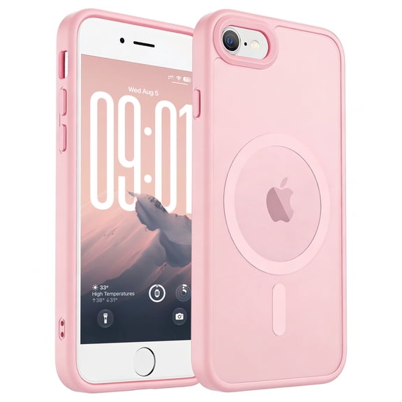 FIMART for iPhone SE Case 2022 (3rd)/2020 (2nd), iPhone 8 / 7 Case Translucent Matte Magnetic Phone Cover, Military Grade Drop Protection Shockproof Phone Case [Compatible with Magsafe], Pink