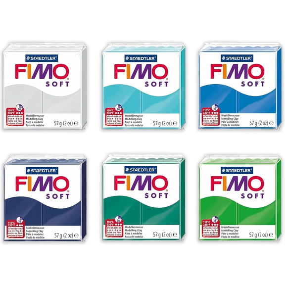 FIMO Staedtler Soft Polymer Oven Modelling Clay - Cool Tones - Set of 6