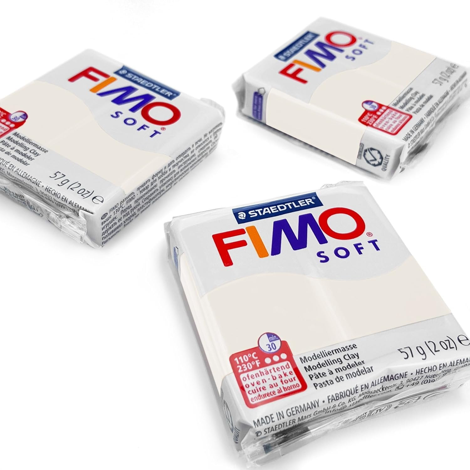 FIMO Soft Polymer Oven Modelling Clay Most Popular Colours 57g Set of 3 Flesh Light Walmart