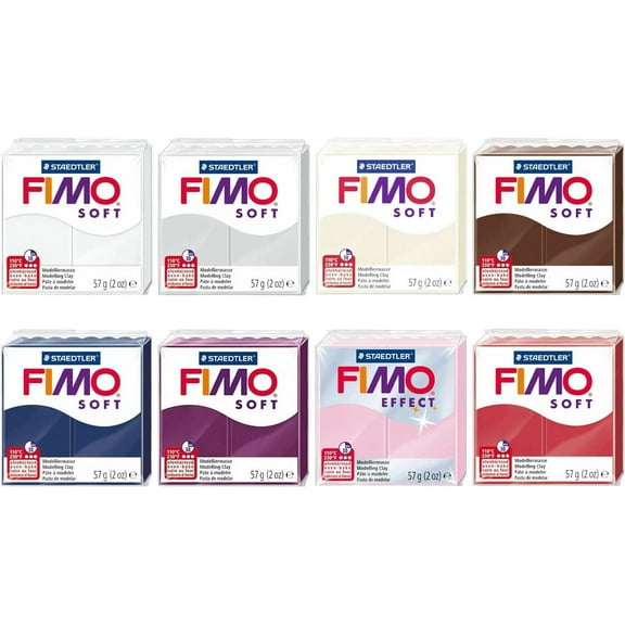 FIMO Soft and Effect Polymer Oven Modelling Clay - 57g - Set of 8 - The Strawberry Cheesecake Collection