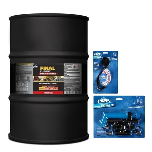FINAL CHARGE Pro-Series Antifreeze/Coolant, Red Concentrate for Diesel, Gas & Natural Gas Engines, 55-gal Drum, PEAK Accessories Included