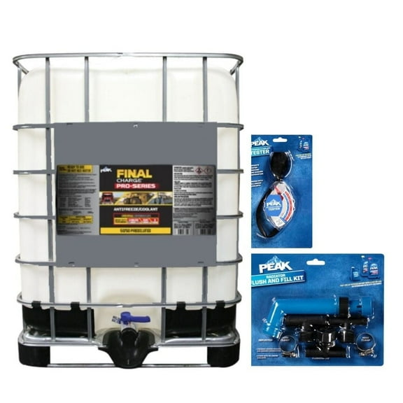 FINAL CHARGE Pro-Series Antifreeze/Coolant, Red 50/50 Prediluted for Diesel, Gasoline & Natural Gas Engines, 275-gal Tote, PEAK Accessories Included
