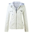 thumbnail image 1 of FINALGANG Autumn Jackets For Women Solid Color Hooded Long Sleeve Slim Fit Jacket Full Zipper Leather Coat With Zipper Pockets Leisure Breathable Comfort Wear, 1 of 6