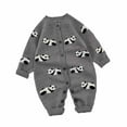 thumbnail image 1 of FINALGANG Baby Boy Girl Romper Cute Panda Prints Knitted Jumpsuit Long Sleeve Crewneck Buttoned Bodysuit For Casual Daily Wear Versatile Onesie, 1 of 7