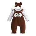 thumbnail image 1 of FINALGANG Baby Girls Romper Set Cartonn Animals Patch Ruffled Long Sleeve Crewneck Jumpsuit With Bow Headband For Casual Daily Wear Adorable Onesie, 1 of 9