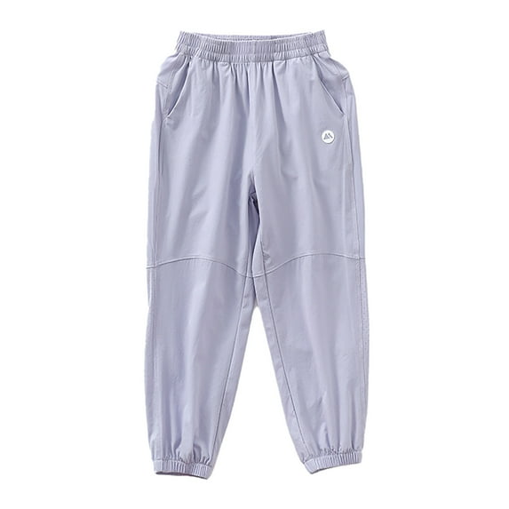 FINALGANG Boy Simple Pants Solid Color Labeling Woven Trousers Sun Protection Ankle-Tied Slacks With Pockets Durable Skin Friendly Fabric For Kid