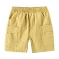 thumbnail image 1 of FINALGANG Boy Simple Shorts Solid Color Cotton Cargo Shorts Knee Length Thin Bottom With Multiple Pockets Designed Cozy Trendy Playsuit, 1 of 7