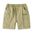thumbnail image 1 of FINALGANG Boy Simple Shorts Solid Color Cotton Cargo Shorts Knee Length Thin Bottom With Multiple Pockets Designed Cozy Trendy Playsuit, 1 of 3