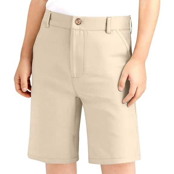 FINALGANG Boy Versatile Pants Solid Color Wrinkle Free Stretch Suit Shorts Button Down Knee Length Bottom With Pockets Designed Cozy Trendy Playsuit