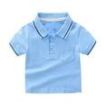 thumbnail image 1 of FINALGANG Boy's Shirt Spring Summer Toddlers Short Sleeve Polo Shirt With Contrast Trim Collared Button Closure Teeshirt For Daily Outdoor Activities Trendy Top, 1 of 4