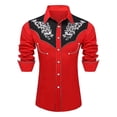 thumbnail image 1 of FINALGANG Boy's Western Cowboy Shirt Print Long Sleeve Button Down Shirts Regular Fit Shirt Casual Blouses Retro Festive Party Tops For Children 12-13 Years, 1 of 4