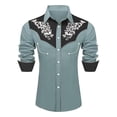 thumbnail image 1 of FINALGANG Boy's Western Cowboy Shirt Print Long Sleeve Button Down Shirts Regular Fit Shirt Casual Blouses Retro Festive Party Tops For Children 6-7 Years, 1 of 4