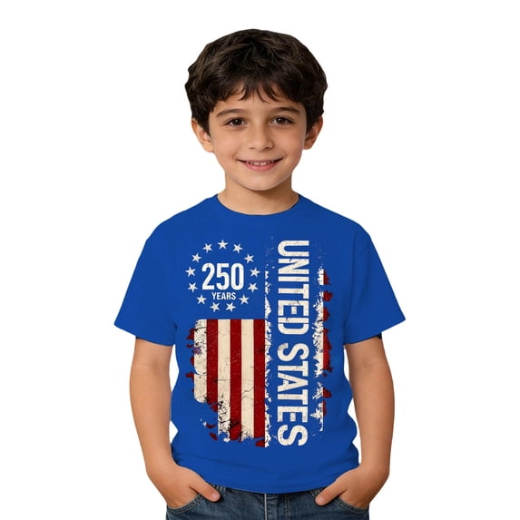 FINALGANG Boys American Flag T-Shirt 4th Of July Shirt 250th Anniversary Usa Shirts Kids Independence Day Tee Shirts Patriotic Printed Fashion T Shirts 12-13 Years