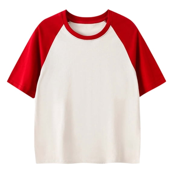 FINALGANG Boys Crew Neck Short Sleeve Raglan TShirt With Color Block Design Casual Loose Fit For Kids Everyday Wear School Activities Soft Top