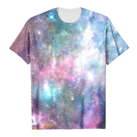 FINALGANG Boys Girls Galaxy Print TShirts Kids CrewNeck Short Sleeve Lightweight Casual Tees For Streetwear Daily Wear Classic Top