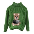 thumbnail image 1 of FINALGANG Boys Girls Intarsia Turtleneck Sweater Kids Cartoon Pattern Ribbed Long Sleeve Relaxed Fit Jumper For Cold Weather Casual Daily Wear Green 18-24 Months Soft Knitwear, 1 of 4
