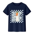 thumbnail image 1 of FINALGANG Boys Girls Kids Easter TShirt Hip Hop Carrot Bunny Checkerboard Print Short Sleeve Crewneck Loose Fit Tees For Holiday Daily Wear Blue 2-3 Years, 1 of 4