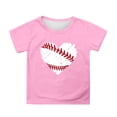 thumbnail image 1 of FINALGANG Boys Girls Kids Short Sleeve TShirts Baseball Stitching Heart Graphic Print Crewneck Relaxed Fit Casual Tees For Summer Daily Wear Blue 12-13 Years, 1 of 4