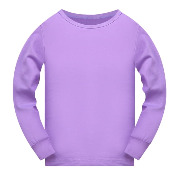 FINALGANG Boys Girls Kids Solid Color Base Layer Pullover Long Sleeve Crewneck Loose Fit Casual Top For Daily Wear Purple 9-10 Years