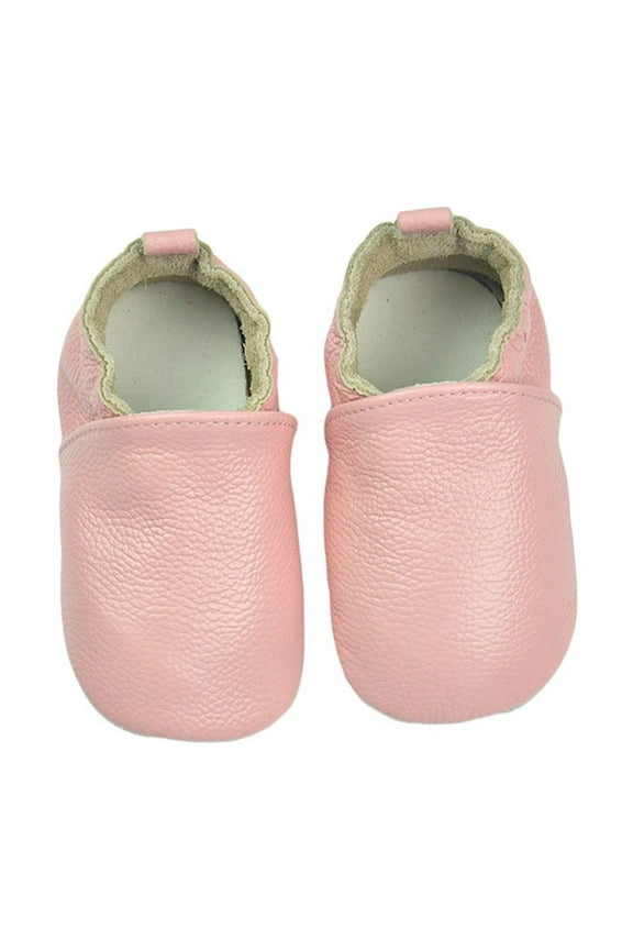 Boys Girls Leather Walking Shoes Infant Baby Solid Color Breathable Soft Sole Traction Grip Crawling Shoes For Casual Daily Outdoor Wear Soft Footwear