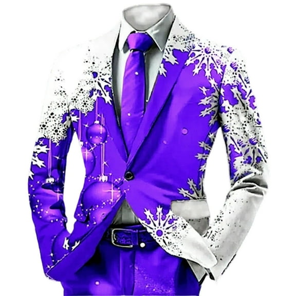 FINALGANG Boys Jacket Christmas Long Sleeve Turndown Collar Button Suit Coat Boys Trendy Indoor Outdoor Wear Jacket,Purple,150