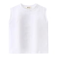thumbnail image 1 of FINALGANG Boys Kids Casual Solid Color Sleeveless Tank Top Ribbed Neckline Loose Fit Lightweight Top For Summer Gym Workouts Daily Wear White 2-3 Years, 1 of 9