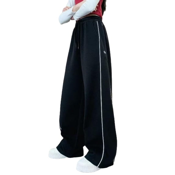 FINALGANG Boys Kids Elastic Waist Wide Leg Sweatpants With Side Stripe Drawstring Closure Soft Breathable Pants For Toddlers Sports Training Daily Playtime Casual Outings Classic Trousers