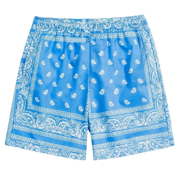 FINALGANG Boys Kids Fashion Casual Print Quick Dry Shorts Elastic Waist Loose Fit Lightweight Casual Beach Shorts For Summer Daily Wear Light Blue 11-12 Years