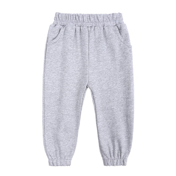 FINALGANG Boys Kids Solid Color Jogger Pants Elastic Waist Casual Tapered Trousers With Side Pockets For Outdoor Daily Wear Grey 3-4 Years