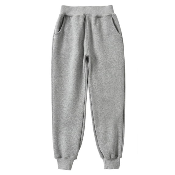 FINALGANG Boys Kids Solid Color Jogger Pants Elastic Waist Casual Tapered Trousers With Side Pockets For Outdoor Daily Wear Light Gray 16-17 Years