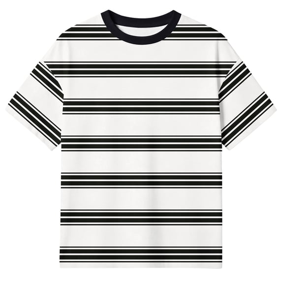 FINALGANG Boys Kids Striped Crew Neck TShirt Short Sleeve Relaxed Fit Classic Tee For Kids Casual Daily Wear School Activities Soft Top