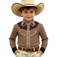 thumbnail image 1 of FINALGANG Boys Long Sleeve Shirts Kids Western Cowboy Shirt Printed Regular Fit Casual Shirts For Boys Button Down Shirt Western Festival Party Tops 10-11 Years, 1 of 4