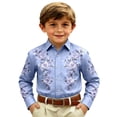 thumbnail image 1 of FINALGANG Boys Shirts Boy's Western Cowboy Shirt Stylish Printed Long Sleeve Regular Fit Shirt Kids Casual Button Down Tops For Festival Party Wear 10-11 Years, 1 of 4